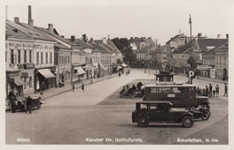 Amstetten. Kanzler Dr Dollfuß Platz, Geschäfte, 1936