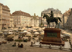Vienna. Market place and equestrian statue, between 1890 and 1900